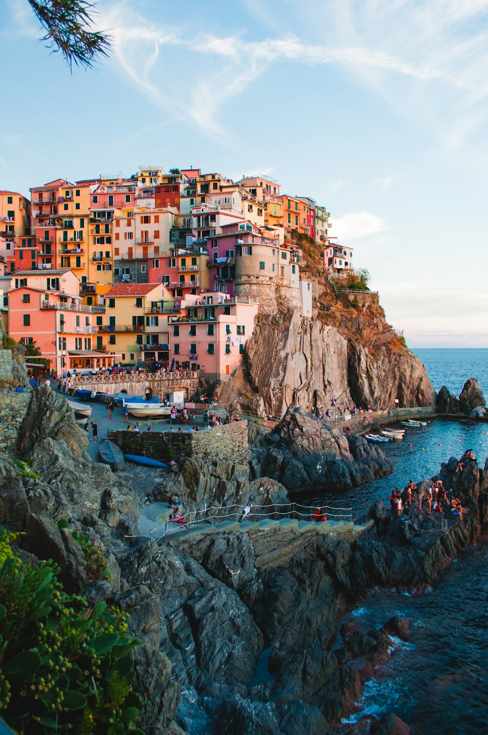 Colorful coastal architecture overlooking the sea